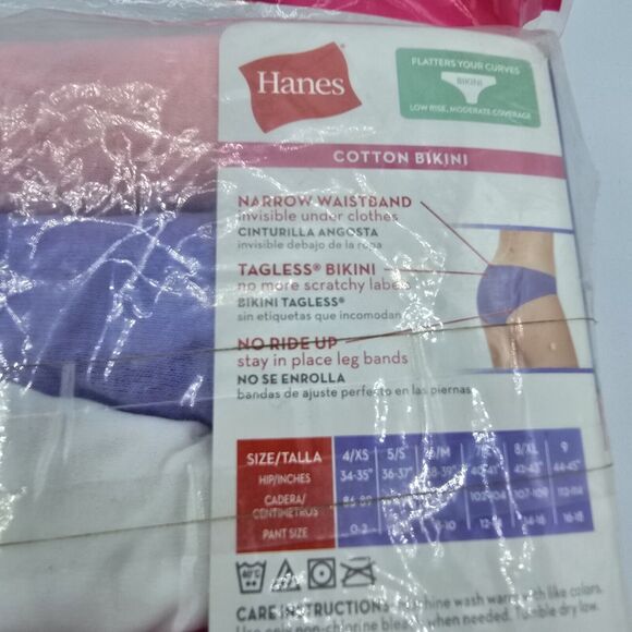 Women's Hanes Tagless Bikinis Ultra Soft Panties Size 8 Cotton 6 Pair No Ride Up - Picture 6 of 6